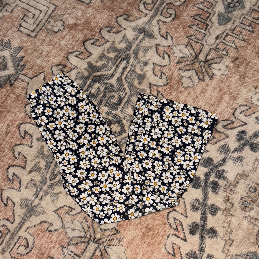 SHEIN Black and White Floral Kids Leggings
